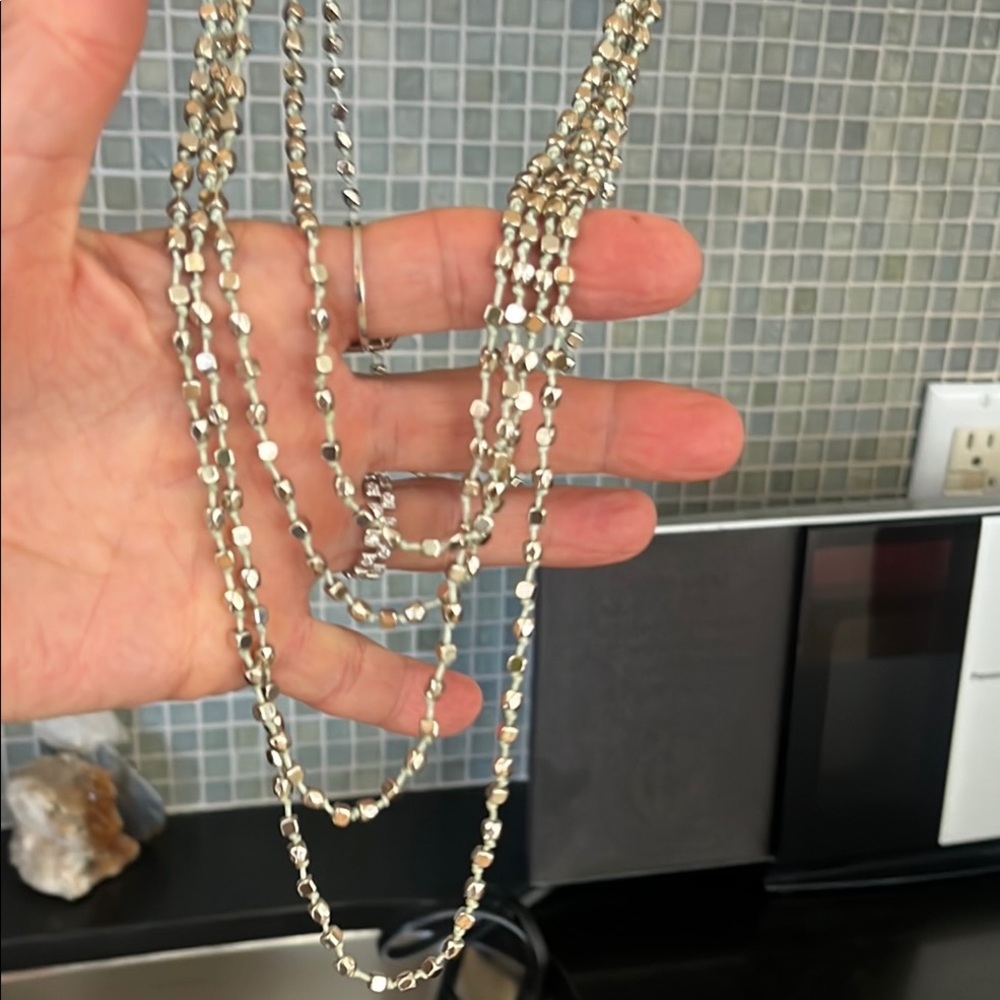 Sparkling 5 layer silver necklace